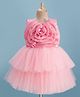 Bluebell Satin Woven Sleeveless Party Dress with Floral Applique - Pink