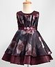 Bluebell Woven Sleeveless Party Dress with Floral Print & Pleat Detailing - Wine