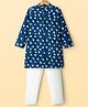 Pine Kids Cotton Woven Floral Printed Kurta & Pyjama Set - Blue
