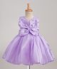 Bluebell Tissue Woven Sleeveless Frock With Bow & Floral Applique - Purple