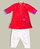 Mamma's Bear Pure Cotton Woven Full Sleeves Floral Bandhani Designed Kurta Pyjama Set - Red