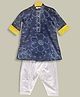 Mamma's Bear Pure Cotton Woven Full Sleeves Floral Bandhani Designed Kurta Pyjama Set - Navy Blue