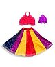 Mamma's Bear Pure Cotton Woven Sleeveless Bandhani Designed Gota Lace Embellished Lehenga Choli With Scarf Set - Multi Colour