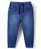 Babyhug Denim Full Length Washed Joggers with Stretch - Blue
