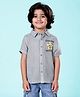 Kiddopanti Cotton Woven Half Sleeves Star Printed Shirt - Sage Green