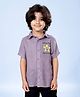Kiddopanti Cotton Woven Half Sleeves Star Printed Shirt - Light Purple