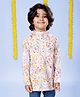 Kiddopanti Cotton Woven Full Sleeves Floral Printed Short Kurta - White