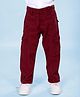 Kiddopanti Cotton Woven Front Cut & Sew Detailed Solid Cargo Pant With Bottom Tab - Maroon
