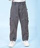 Kiddopanti Cotton Woven Front Cut & Sew Detailed Solid Cargo Pant With Bottom Tab - Grey