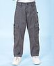 Kiddopanti Cotton Woven Front Cut & Sew Detailed Solid Cargo Pant With Bottom Tab - Grey