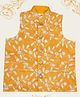 Little Bansi Mulberry Silk Woven Sleeveless Floral Thread Work Detailed Nehru Jacket- Haldi Yellow
