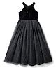 Pine Kids Woven Sleeveless Halter Neck Party Gown With Glitter Print - Black