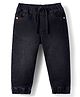 Babyhug Denim Full Length Washed Jogger With Stretch - Black