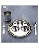 Sanjeev Kapoor  Stainless Steel Pearl 6 PCS Stainless Steel Thali Set for Kids | Includes 1 Thali, 1 Glass, 1 Spoon, 1 Fork & 2 Katoris | Child-Friendly Dinner Set for Daily Use & Gifting