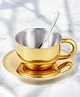 Sanjeev Kapoor  Stainless Steel Golden Tea/Coffee Set  6 Pcs (6 Cups + 6 Saucers + 6 Coffee Spoons) | Royal Look for Every Occasion 200 ml Each