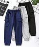 Trampoline Cotton Blend Knit Pack Of 3 Solid Cargo Joggers With Pockets - Blue Grey & Black