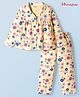 Honeyhap Premium 100% Cotton Knit Co-ords Night Suit With Bio Finish & Floral Print - Pale Banana