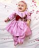 KID1 Silk Woven Three Fourth Sleeves Floral Embroidered Sequins & Gota Lace Embellished Kurti Pant Set - Purple