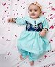 KID1 Silk Woven Three Fourth Sleeves Floral Embroidered Sequins & Gota Lace Embellished Kurti Pant Set - Turquoise