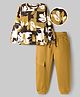 OLLINGTON ST. Cotton Full Sleeves Printed  Sweatshirts  & Joggers Set - Multicolor & Khaki