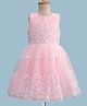 Pine Kids Knit Sleeveless Flared Party Dress with Floral Embroidery - Pink