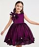 Pine Kids Woven Sleeveless Party Dress with Floral Applique - Dark Purple