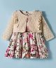 ToffyHouse Linen Woven Floral Printed Frock with Full Sleeves Shrug - Beige