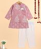 The Magic Wand Cotton Woven Full Sleeves Floral Printed Kurta Pyjama With Jacket Set - Pink