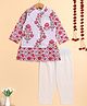 The Magic Wand Cotton Woven Full Sleeves Floral Printed Kurta Pyjama With Jacket Set - White