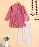 The Magic Wand Woven Full Sleeves Floral Foil Printed Kurta & Pyjama Set - Pink