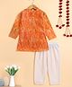 The Magic Wand Woven Full Sleeves Abstract Printed Kurta & Pyjama Set - Orange