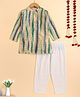 The Magic Wand Woven Full Sleeves Tie Dye & Foil Striped Kurta Pyjama Set - Green