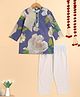 The Magic Wand Cotton Woven Full Sleeves Floral Printed Lace Detailed Kurta Pyjama Set - Blue