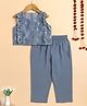 The Magic Wand Woven Sleeveless Floral Foil Printed Gota Lace Embellished Top & Pant Set - Grey
