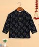 The Magic Wand Cambric Cotton Woven Full Sleeves Floral Printed Short Kurta - Teal Blue