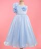 Bluebell Tissue Woven Sleeveless Party Gown With Floral Applique - Light Blue
