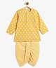 Campana 100% Cotton Woven Full Sleeves Floral Printed Dhoti Kurta Set - Yellow & Off White