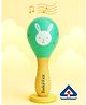 Badal Kidz Wooden Hand Rattle Toy for Babies - Bunny Print | Natural & Safe Musical Toy (0M+) - Green