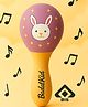 Badal Kidz Wooden Hand Rattle Toy for Babies - Bunny Print | Natural & Safe Musical Toy (0M+) - Purple