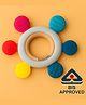 Badal Kidz BPA-Free & BIS Approved Wooden-Silicone Flower Teether for Babies - Textured Surface for Gum Relief (0M+) -Dark Multi