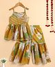 The Magic Wand Cotton Woven Sleeveless Floral Printed & Gota Lace Embellished Coordinating Top Sharara Set - Mustard