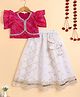 The Magic Wand Woven Flutter Sleeves Bandhani Printed Gota Lace Embellished Lehenga Choli Set - Fuchsia