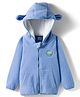Mark & Mia Polar Fleece Knit Full Sleeves Hooded SweatJacket with Kangaroo Pocket & Badge Detailing - Blue