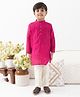 Tiber Taber Cotton Lurex Woven Full Sleeves Foil Striped Kurta Pyjama Set - Pink