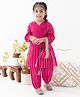 Tiber Taber Cortton Lurex Woven Three Fourth Sleeves Foil Striped Kurti Pant Set - Pink