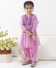 Tiber Taber Cotton Lurex Woven Three Fourth Sleeves Foil Striped & Gota Lace Embellished Kurti Salwar Set - Purple