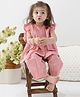 Tiber Taber Cotton Lurex Woven Frill Sleeves Foil Striped & Gota Lace Embellished Kurti Salwar With Dupatta Set - Pink