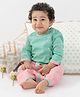 Tiber Taber Cotton Lurex Woven Full Sleeves Foil Striped Kurta Dhoti Set - Green