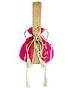 Tiber Taber Cotton Lurex Woven Striped & Gota Lace Embellished Potli Bag - Pink