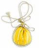 Tiber Taber Cotton Lurex Woven Checked & Gota Lace Embellished Potli Bag - Yellow
